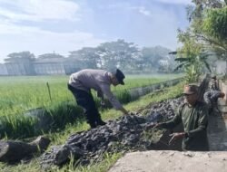 Antisipasi Luapan Air Akibat Curah Hujan, Polsek Kalitidu  Turut Hadir Bersihkan Gorong-Gorong